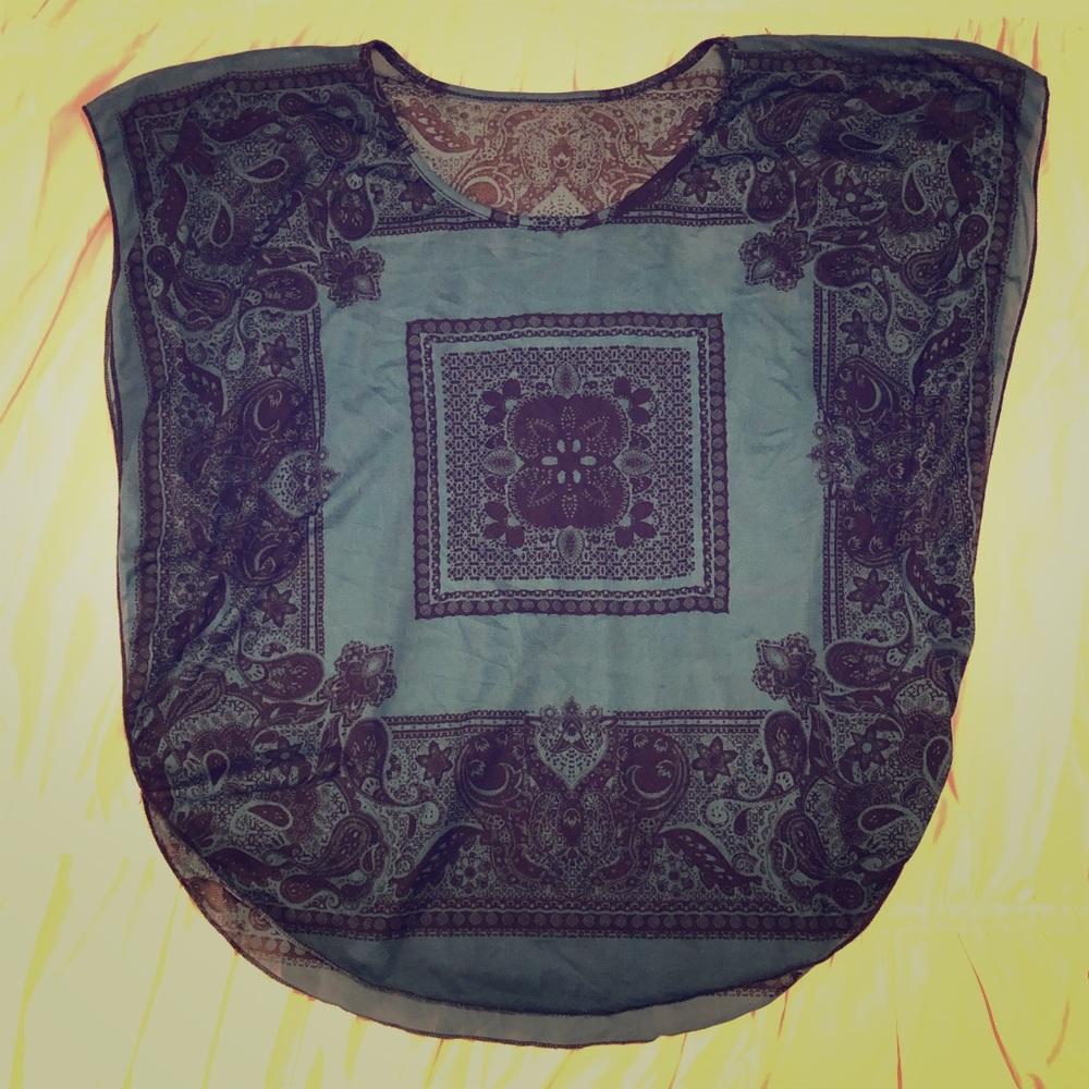 💝3 for $20 Teal and black flowy blouse